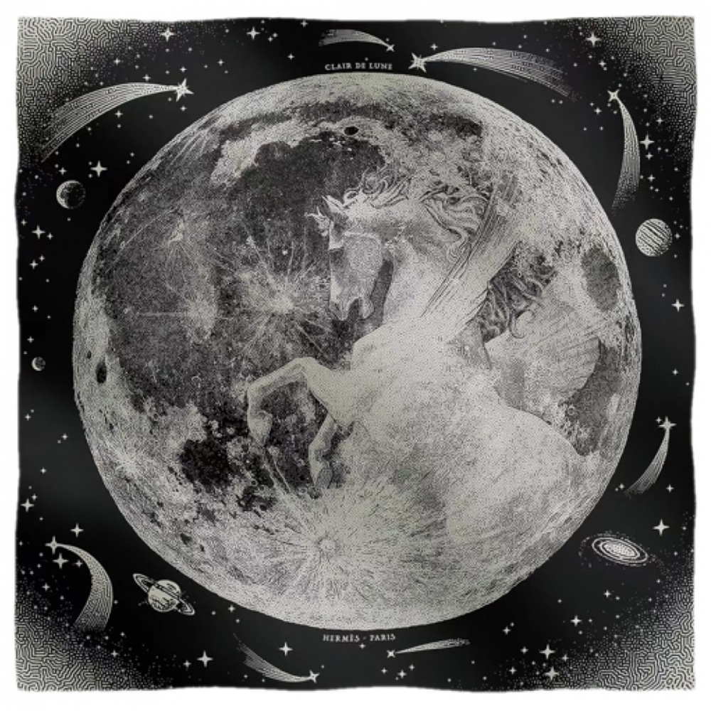 Hermes Clair de Lune Shawl 140 Black